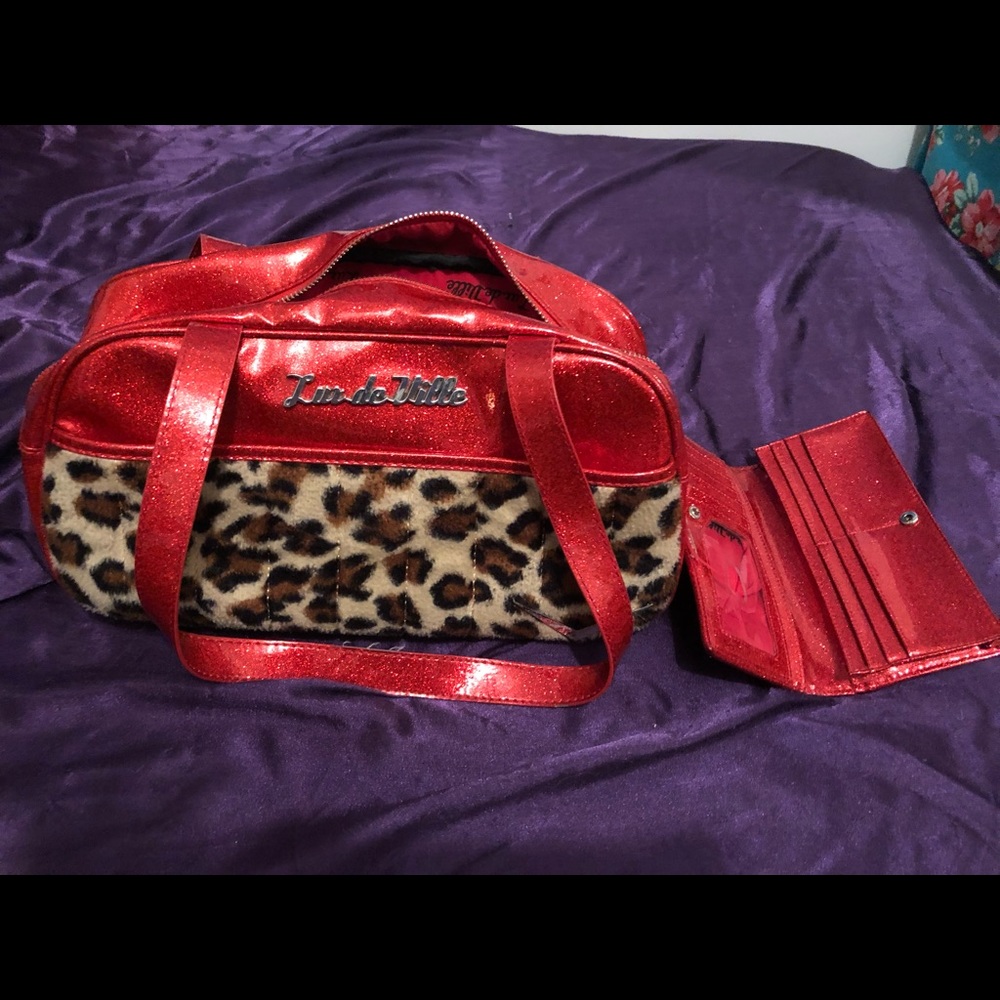 Lux de vile rockabilly hot rod leopard print purse